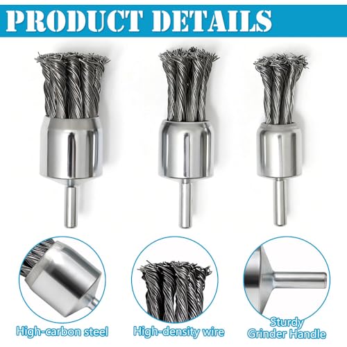 12 Piece Wire Brush Drill Set for Corrosion, Paint Removal | 20mm/25mm/30mm, Wire Brush Wheel for Drill, Brush Head Brush, Wire Brush for Drill, Wire End Brush Set