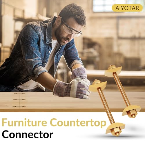 12Pcs Countertop Connector Bolts, M8x100mm Countertop Joint Fasteners, Furniture Fastening Connectors, Drawbolt/Bed/Butcher Block Joint Connector Kit,Miter Draw Bolt Countertop Flip Connector 12