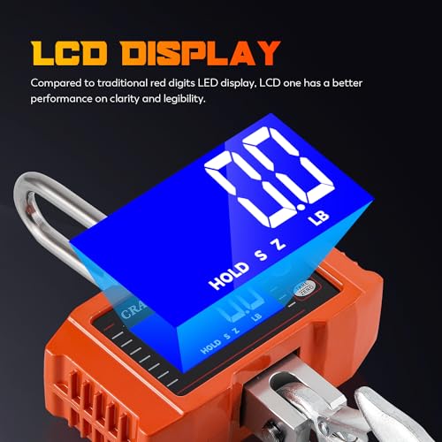 CGOLDENWALL Digital Crane Scale 2200lb Hanging Scale with Switchable kg/lb Display - ideal for Farms, Hunting and Livestock 1000kg
