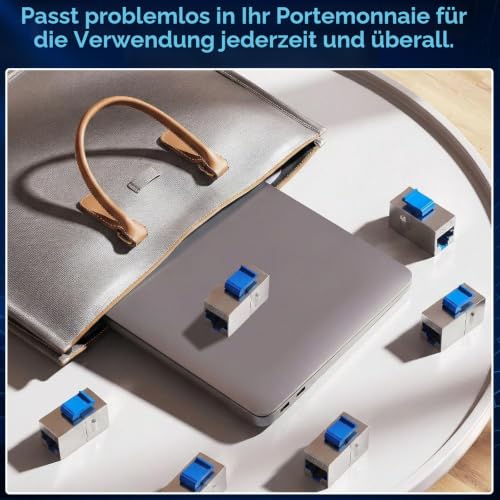 RJ45 Coupler Cat7 10 Gigabit LAN Cable Extension Pack of 8 | Mini Network Cable Connector Coupling for Cable Extension Coupler Compatible Cat7 Cat6A Cat6 Cat5e