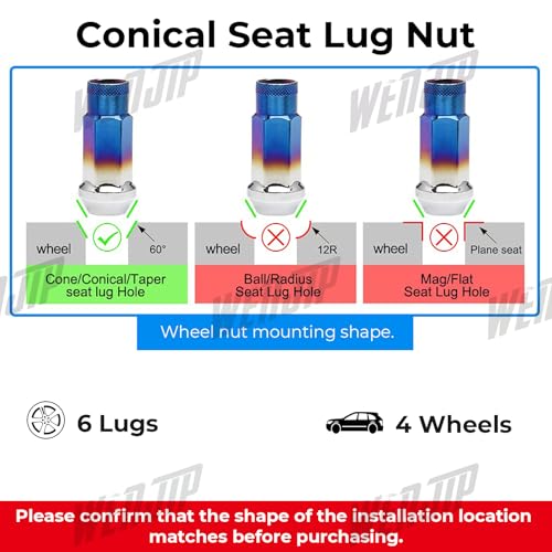 24pcs 12x1.5 Lug Nuts Extended Tuner Cold Forged Steel Wheel Nuts Open End Burnt Blue 24