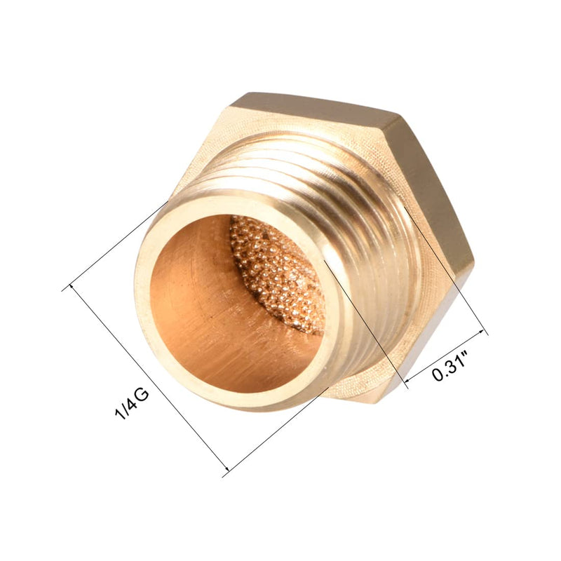 sourcing map 10pcs Brass Silencer G1/4 Adjustable Silencer G Brass