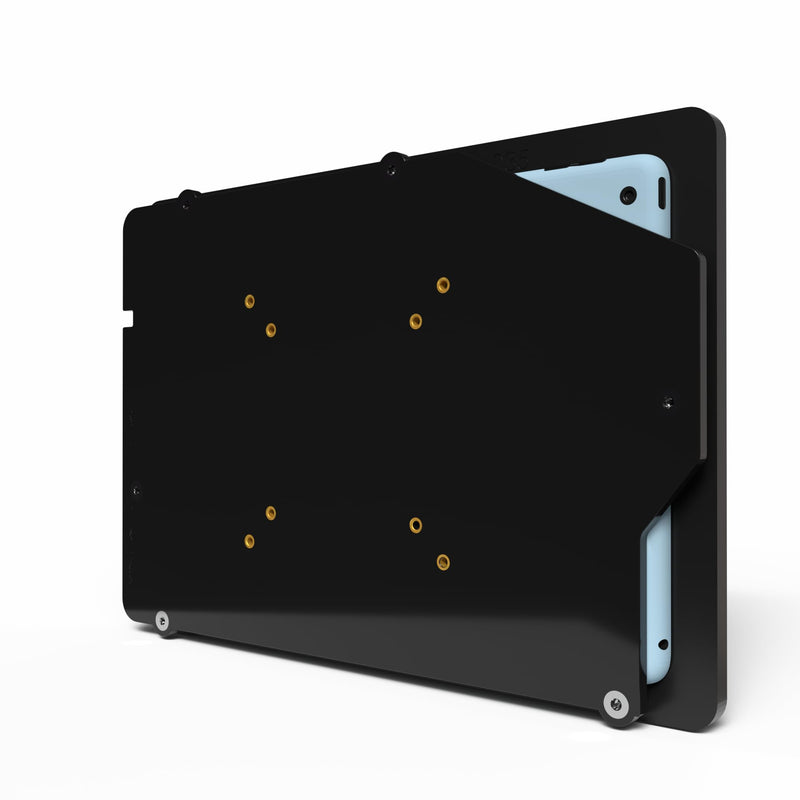 TABcare Anti-Theft Acrylic VESA Enclosure for Apple iPad 7/8/9 10.2" with Free Wall Mount Kit & 90-Degree Angle Charge Cable (iPad 7/8/9 10.2", Black) iPad 7/8/9 10.2"