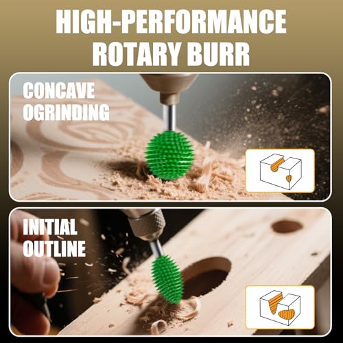 CAELUM Tungsten Carbide Rotary Burr 1/4", 2 Pcs Very Coarse Carving Bit 2pcs-Sphere, Flame