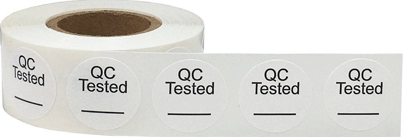 White Circle with Black QC Tested Dot Stickers, 3/4 Inch Round, 500 Labels on a Roll 3/4" Circle