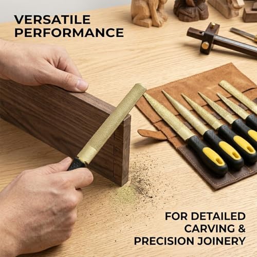 Golden Wood Rasp 6PCS, 4"-6"-8"-10" High Carbon Steel Tapered Rasps File for Sharping Carving Wood Woodworking