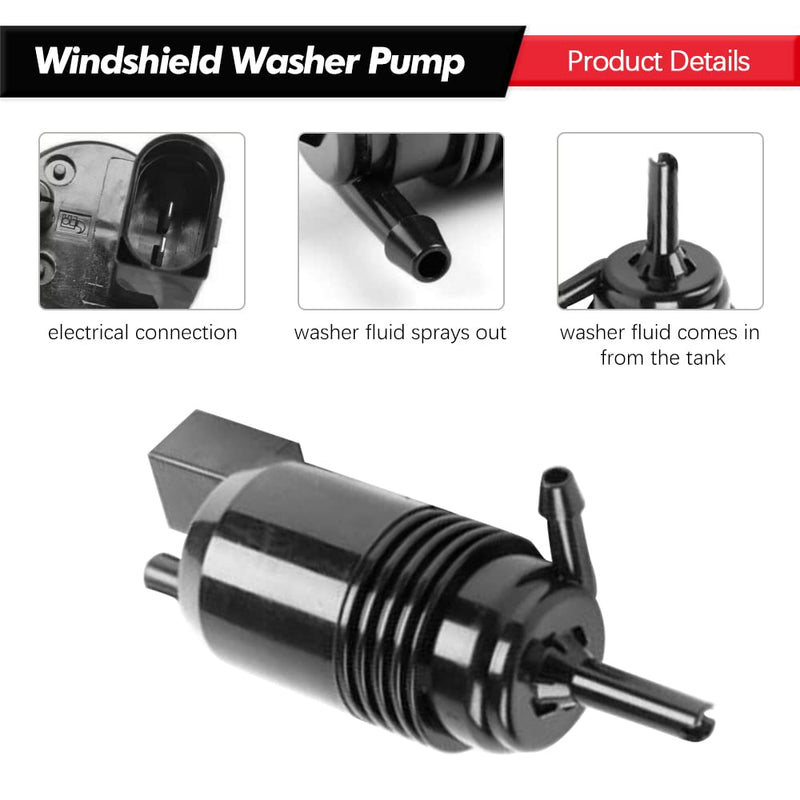 Front Windshield Washer Pump w/Grommet Replacement for Chevy Silverado 1500, 2500,3500, GMC Acadia, Sierra 1500, 2500, 3500, Cadillac CT6, XT4, XT5, Buick LaCrosse Replaces OEM 22999423, 84518407
