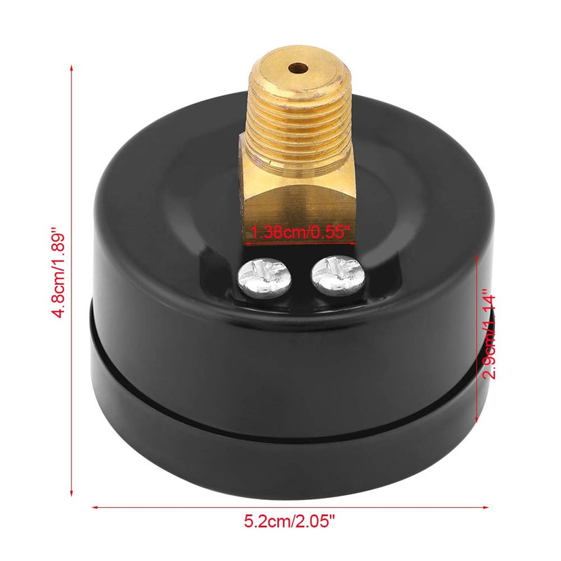 Oumefar 0-30inHg vacuum pressure gauge 0-1bar 50mm mini dial air vacuum pressure gauge 1/4" BSPT thread pressure gauge 1/4 inch BSPT rear mounting