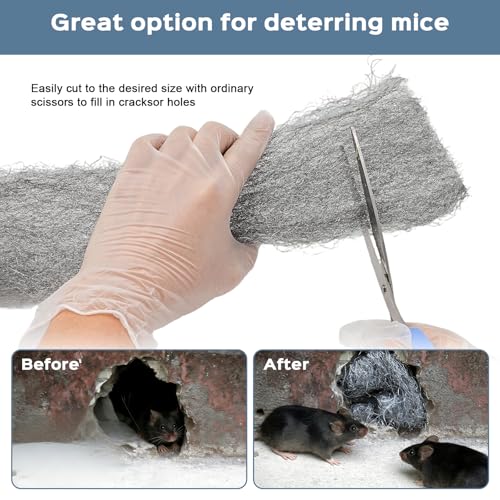 82 FT (1.5LB) Steel Wool Mice Control, #1 Steel Wool, Mouse Hole Filler, Mice Barrier Mouse Gap Filler for Garden, House, Garage, Prevent Animals from Entering Holes, Siding, Pipeline, Vents