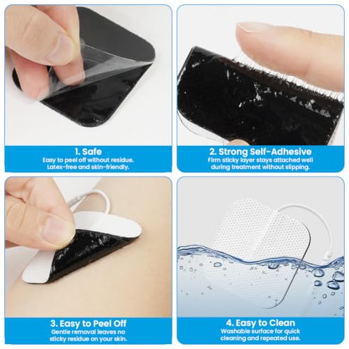 Pack of 20 Electrode Pads, 5 x 5 cm Reusable Self-Adhesive Electrode | For TENS device and EMS trainer, improved self-adhesive performance and non-irritating design