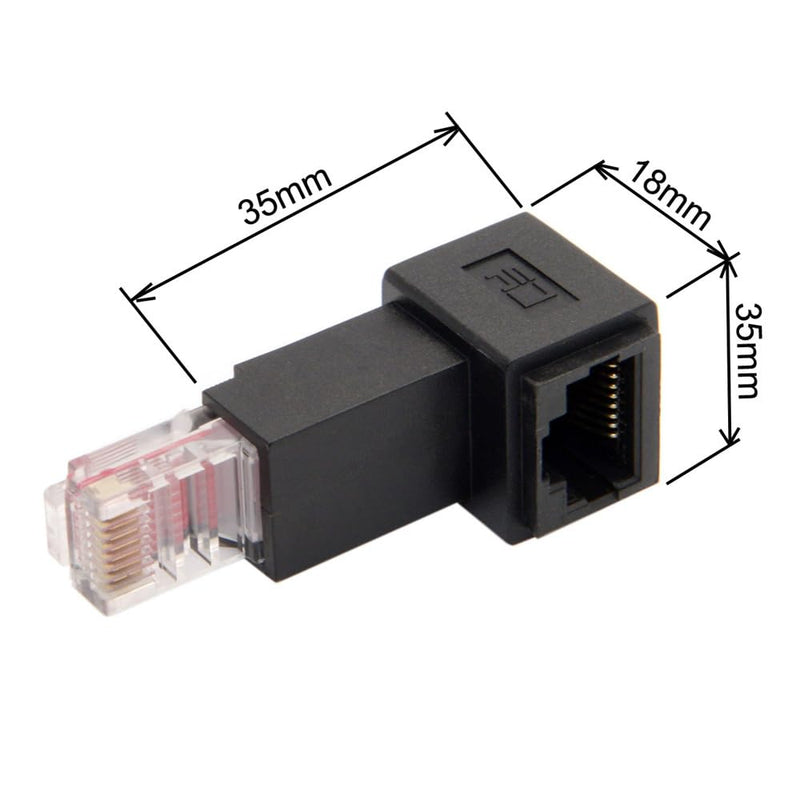 xiwai RJ45 Up Angled 90 Degree 8P8C FTP STP UTP Cat 5e CAT6 Male to Female LAN Ethernet Network Extension Adapter