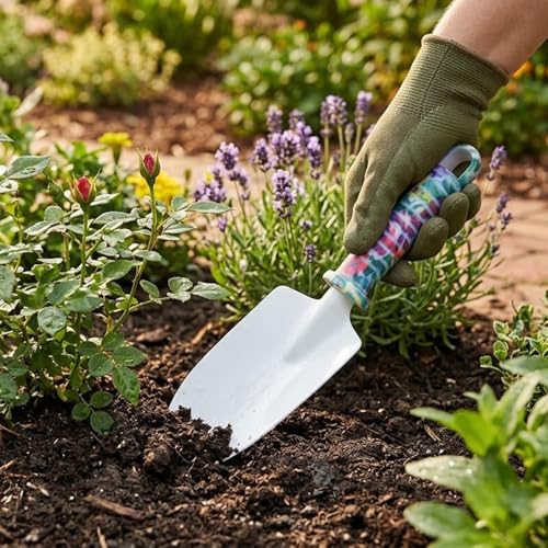 10 Pieces Garden Tools Set with Floral Print - Heavy Duty Gardening Kit with Ergonomic Handles, Hand Trowels, Rake, Pruner, Sprayer & Storage Case - Ideal Gardening Gifts for Women, Mom & Seniors