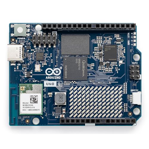 Arduino UNO Q 4GB [ABX00173] Hybrid Board, Qualcomm Dragonwing QRB2210 Microprocessor (MPU) & STM32U585 Microcontroller (MCU), AI Vision, Voice, IoT, Robotics, Linux Debian OS, Wi-Fi 5, USB-C 4.0 GB 32.0 GB