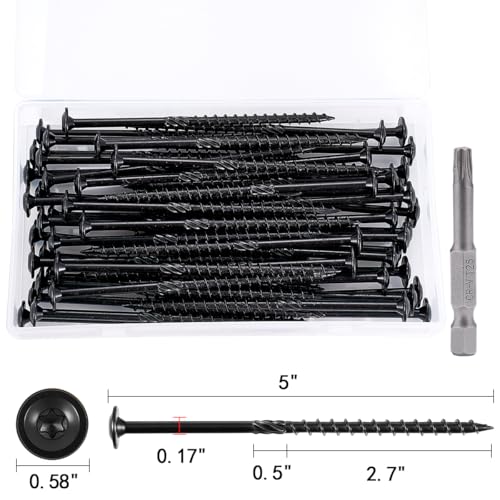 100 PCS #14 x 5” Lag Screws Heavy Duty Construction Screw #14x5" Black 100
