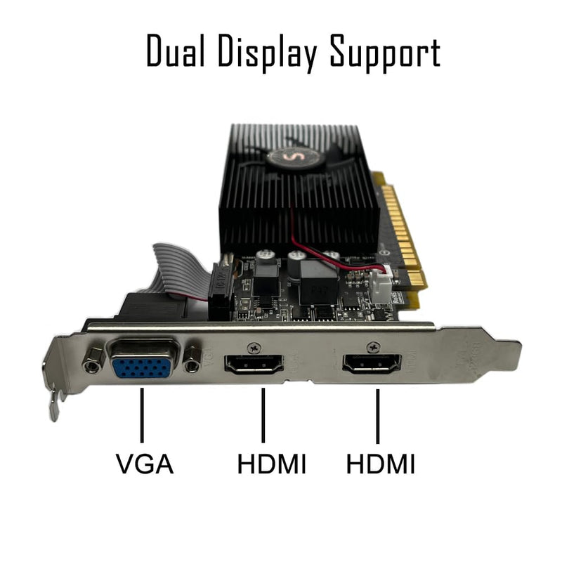 GT 730 2GB DDR3 128-bit, Dual HDMI, VGA, Low Profile Graphics Card, PC Video Card, Computer GPU for Working, Low Power, PCI Express x16, DirectX 11 2G-2HDMI+VGA