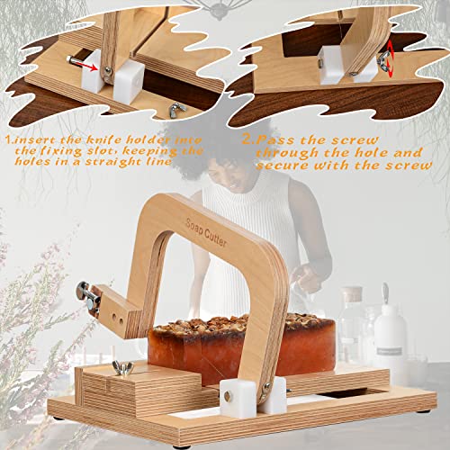 Wooden Wire Soap Cutter, Adjustable Wire Soap Slicer Cutting Tool for Handmade Candles Trimming Cheese Making Wooden-1