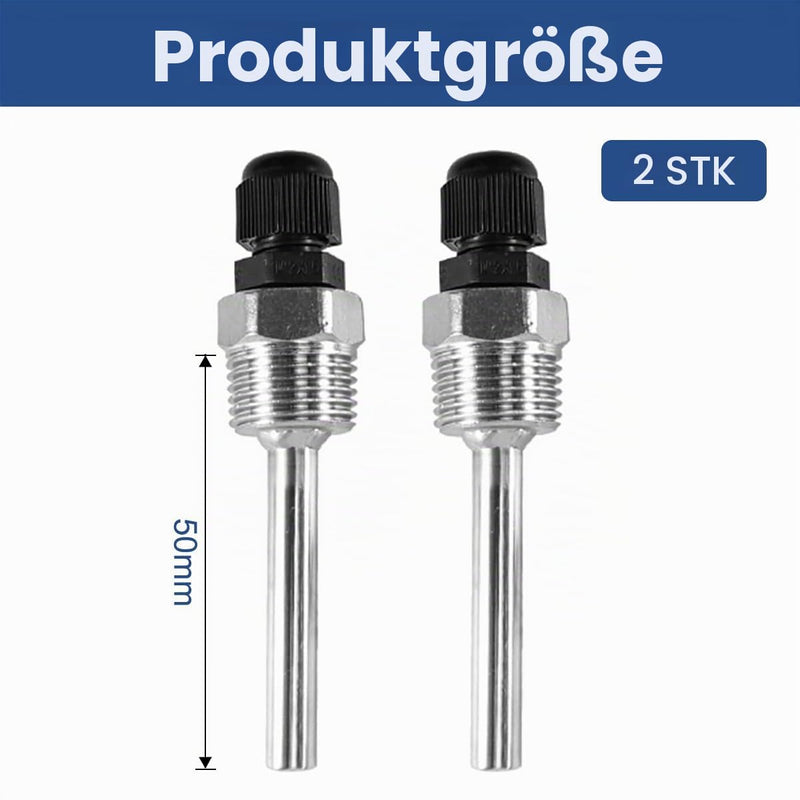 Immersion Sleeve 1/2 Inch, Set of 2 Temperature Sensors, Stainless Steel, 8 x 50 mm | Immersion sleeves, stainless steel immersion sleeve thread for temperature sensor