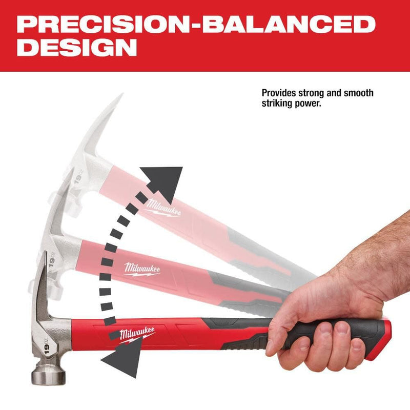 Milwaukee Electric Tool 48-22-9316 Smooth Poly Fiberglass Hammer, 19oz
