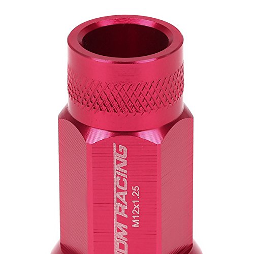 DNA MOTORING LN-ZTL-9026-125-PK 20Pcs M12 x 1.25 Open End Style Wheel Lug Nuts w/Deep Drive Extension Adapter, 25mm OD/50mm H, Pink