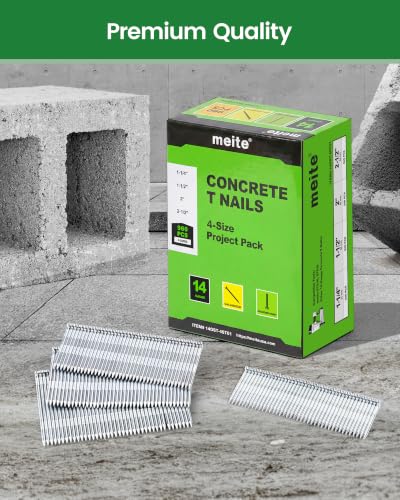 meite 14 Gauge Concrete T Nails, 960 PCS Concrete Nails for Concrete Nailer