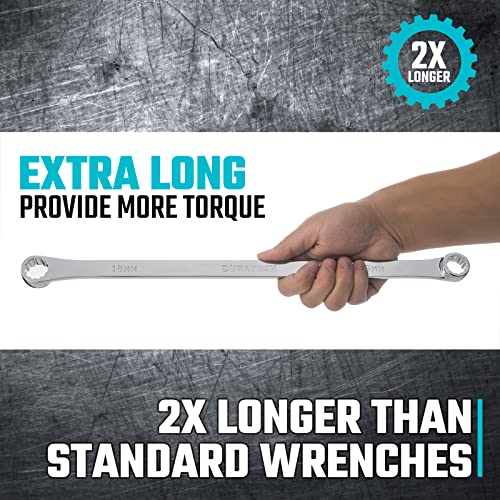 DURATECH 5-Piece Extra Long Wrench Set, Double Box End, Metric