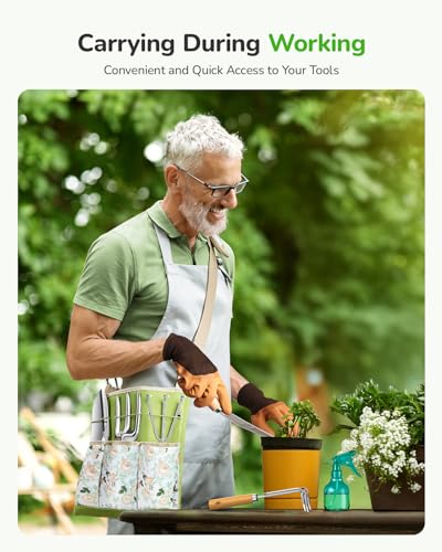 Gardening Tools 9-Piece and 11-Piece Heavy Duty Gardening Tools Set with Shoulder Crossbody Bag for Women Men