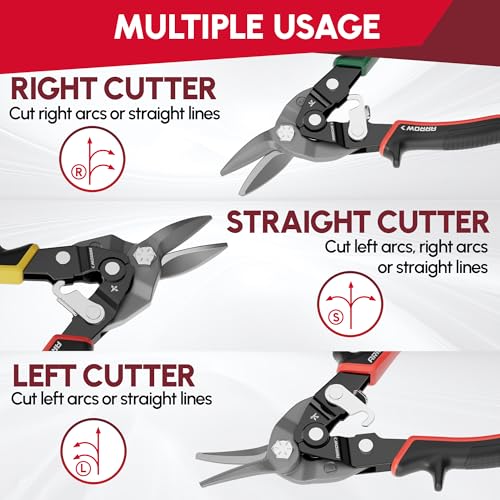 ARROW 3PCS 8-inch Aviation Tin Snips for Sheet Metal Left/Straight/Right