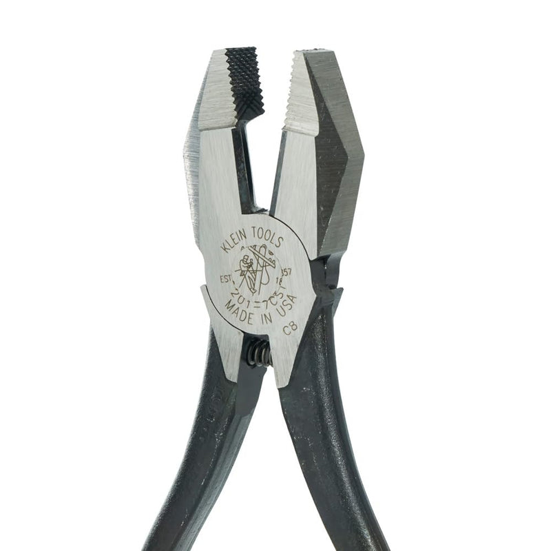 Klein Tools 201-7CST Rebar Work Pliers with Spring-Loaded Action, Induction Hardened Knives and Handle Tempering Ironworker/Plain Handle