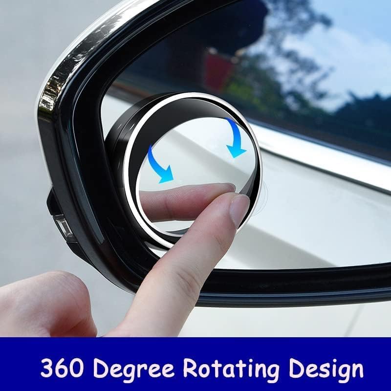 Suction Cup Blind Spot Mirror Car Accessories,2024 Newest Car Blind Spot Mirrors Convex Blind Spot Mirrors for Car,360°Wide Angle Side Rear View Mirror with Powerful Adjustable 2pc Silvery+2pc Black