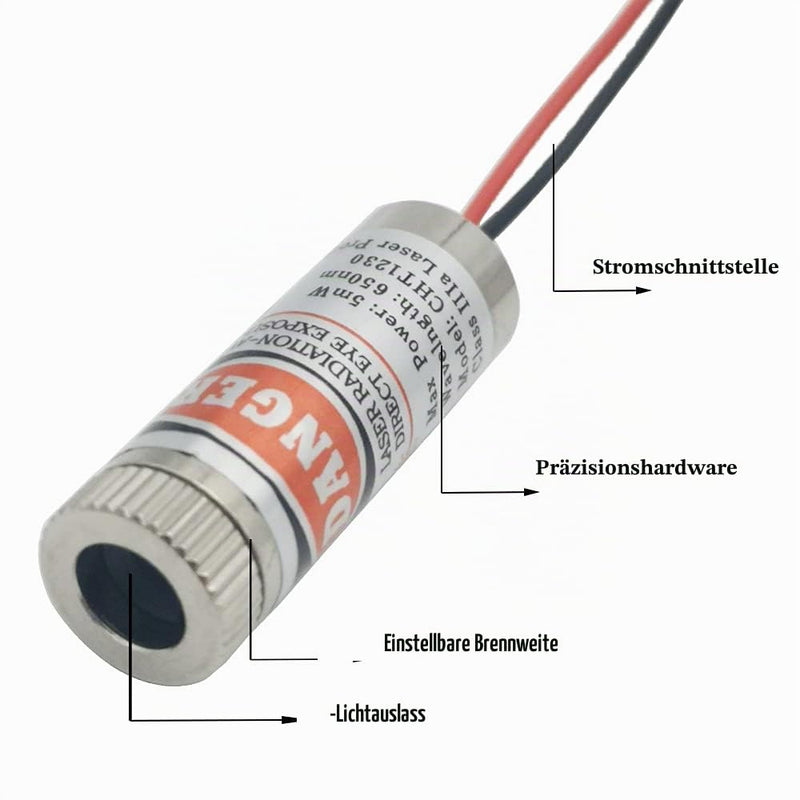 CTRICALVER Pack of 2 Round Laser 650 nm Focusable Laser Module Round Laser Focus Adjustable Laser Round Red 3-5 V with Plastic Lens + 2 x AA Battery Holder