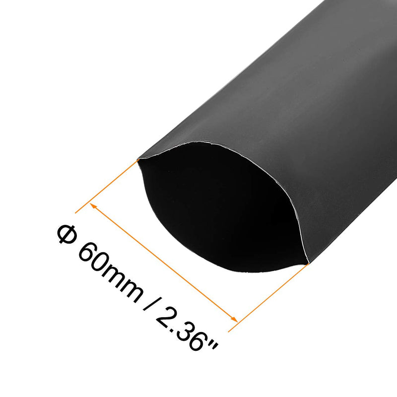 sourcing map heat shrink tubing 60mm dia. 98mm flat width 2:1 ratio cable sleeve 1m black