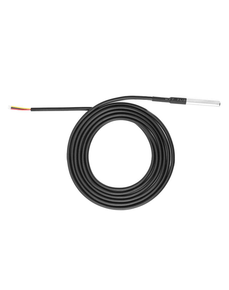 QWORK Pack of 3 DS18B20 temperature sensors, stainless steel temperature sensor, 2 m sensor cable, temperature -55 ° C to + 125 ° C