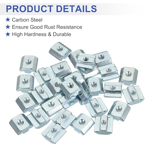 PATIKIL M5 Sliding T Nuts, 30 Pcs Hammer Head Fastener Nut Thread T Slide Drop in Nuts for European Standard 4040 Series 8 mm T-Slot Aluminum Extrusion Profile