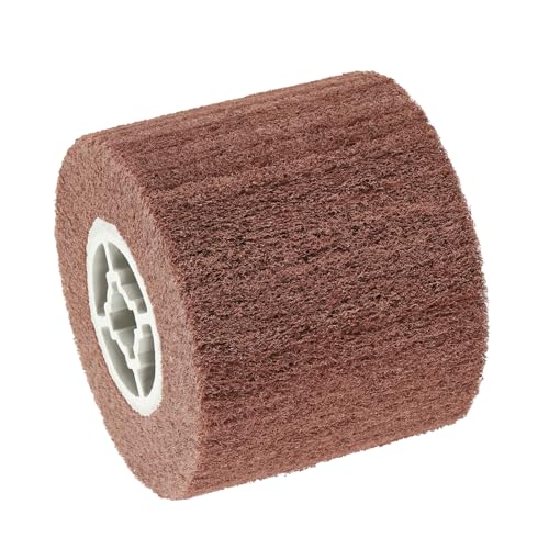 uxcell 120x100x19mm 800 Grit Non-Woven Polishing Burnishing Wheel Nylon Wire Drawing Abrasive Flap Wheel for Surface Treatment Stainless Steel Copper Aluminum Red