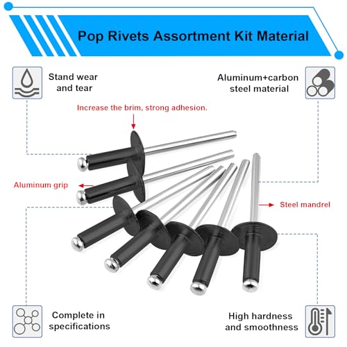 Black Rivets pop Rivets Assortment kit