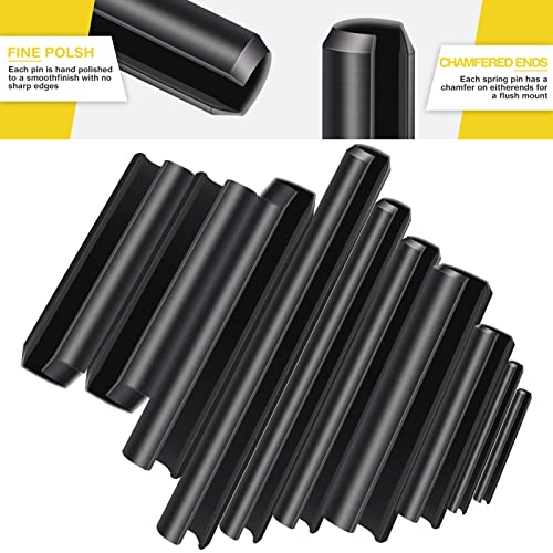 450 Pcs Split Roll Pin Assortment Set with Storage Case M2 M2 M3 M4 M5 M6 M2 M7 M8 M9 M10 Slotted Spring Steel Pins Black Dowel Tension Roll Pin for Home Improvement Automotive Machine Repair Tool