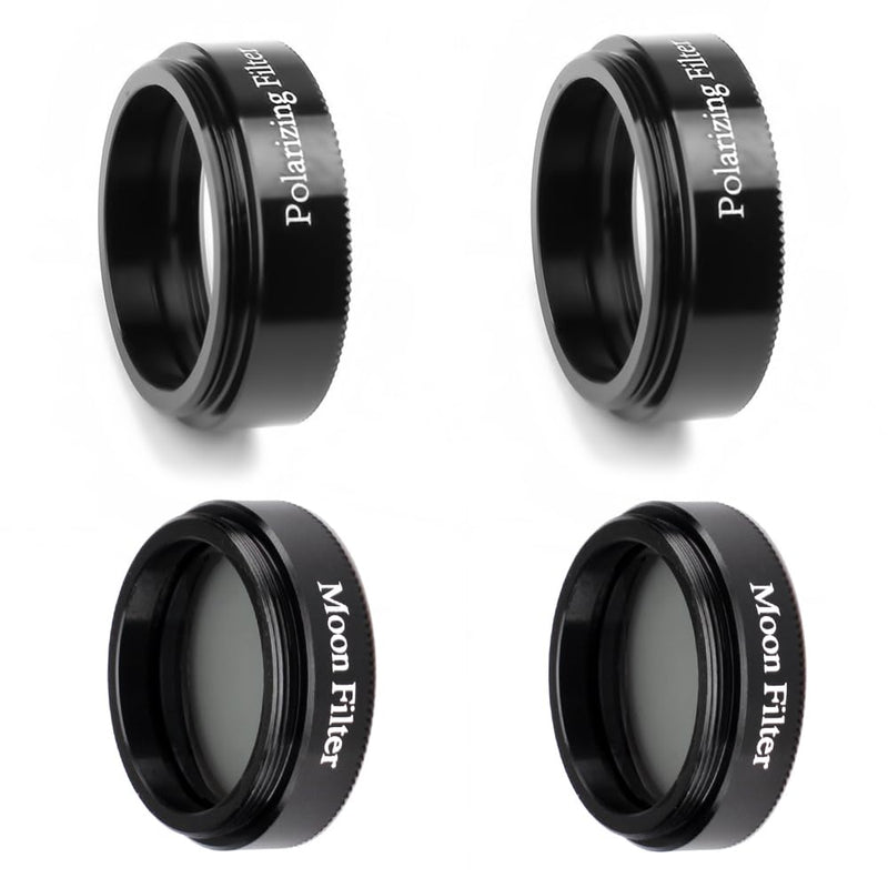 1.25" Telescope Eyepiece Filter Set - Enhanced Stargazing Experience with Polarizing and Moon Filters - Aluminum Frames - 4 Filter Set