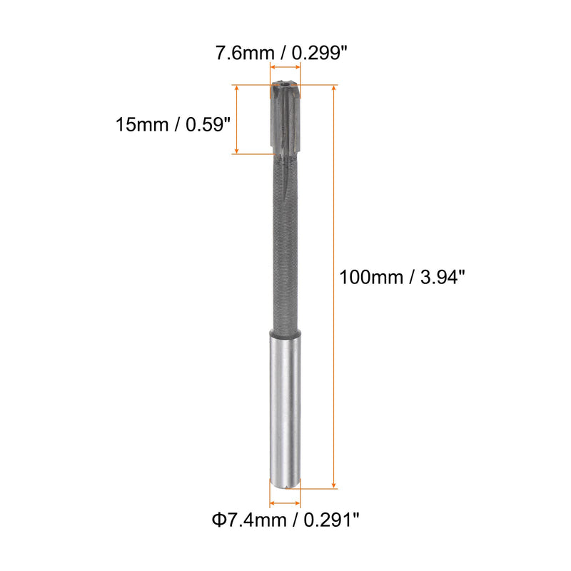 sourcing map Clamping Reamer 7.6mm H7 Carbide Tip Straight Flutes Round Shank Lathe Milling Cutter