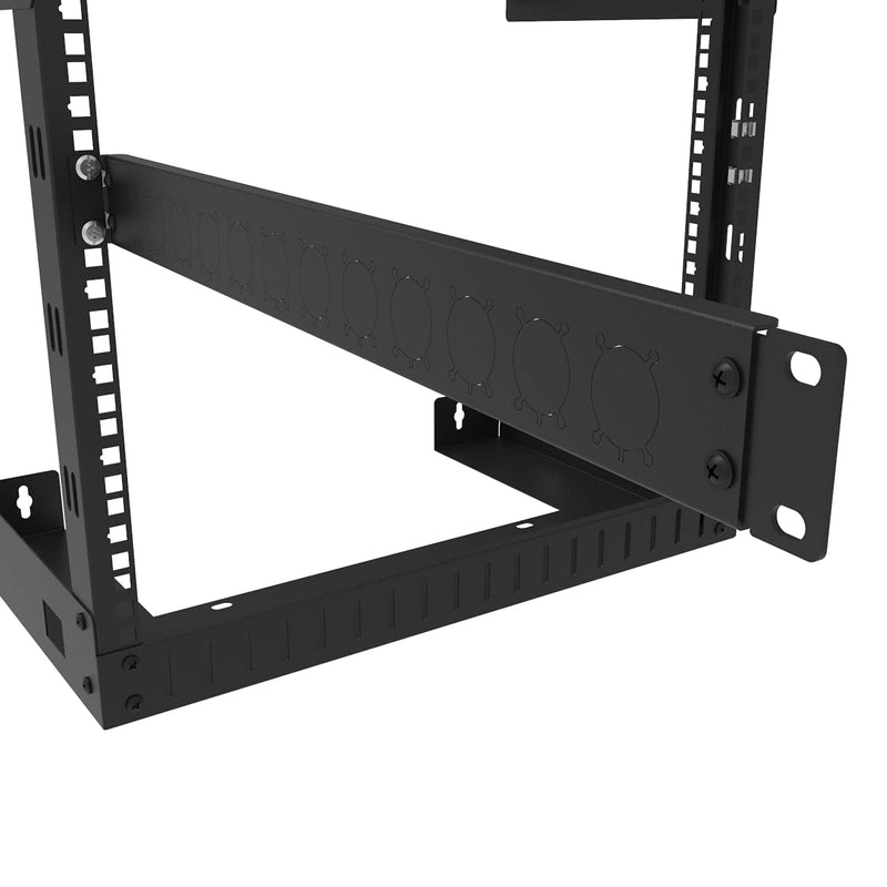 Jingchengmei 12 Port/Way/Hole Hinged Patch Panel - 1U 19" Rack Mount D-Type Connectors - Audio with Hinged Side (H1U12D, Black)