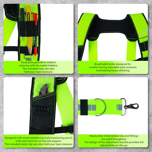 MELOTOUGH Reflective Safety Tool Belt Suspenders Construction Bag Suspenders,Tool Belt Pouches with Belt Clip Utility Mini Tool Organizer Pouch for Electrician,Carpenter,Construction