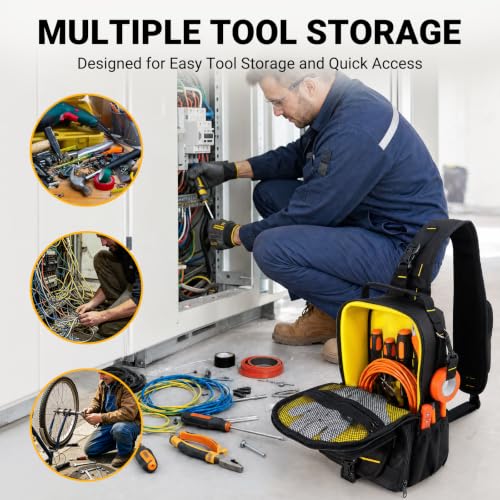 FamilyKit Electrician Tool Bag, Compact HVAC Tool Pouch for Technicians Black