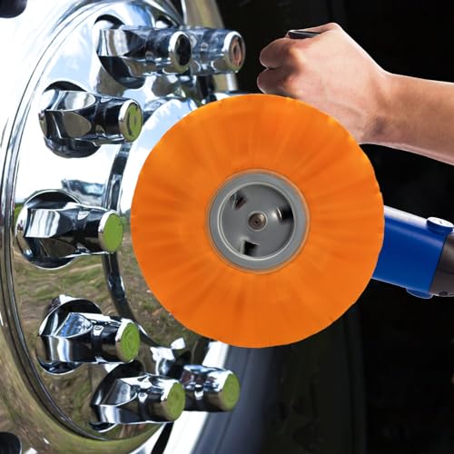 Hedume 2 Pack 10" Orange Airway Buffing Wheel, 5/8'' Arbor Hole 16 Plys/Medium Polishing for Angle Grinder, Aluminum or Stainless Metal Finishing