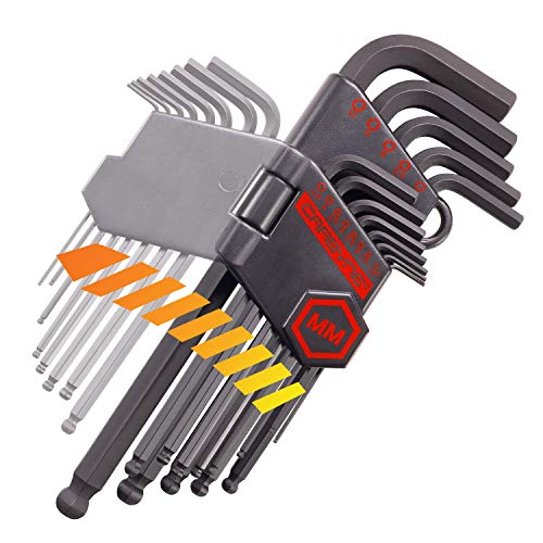 Carbyne 26-Piece Long Arm Ball End Hex (Allen) Key Wrench Set, SAE & Metric Long Arm 26