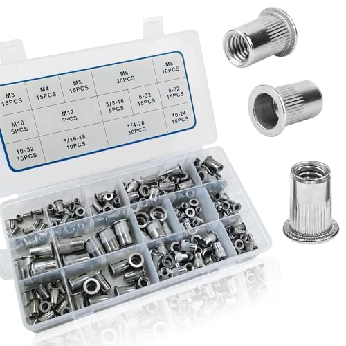 AKKTOL 200-pcs Stainless Steel Rivet Nut Kit + 240-pcs Rivet Nut Assortment Kit