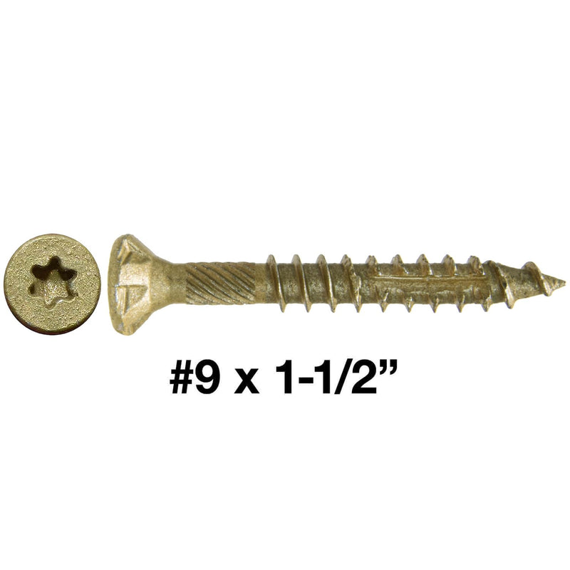 Jake Sales #9 x 1-1/2" Bronze Coated Multipurpose Wood Screw Torx/Star Drive Flat Head (1 Pound - 140 Approx. Screw Count) Exterior Coated - ACQ Compatible Wood Screws #9 x 1-1/2" 1 POUND - 140 Approx. Screws