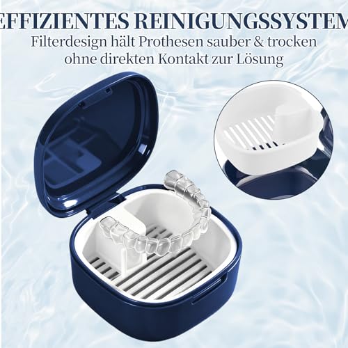 2 Piece Denture Box, Denture Box with Sieve, Portable Dentures Bath Box