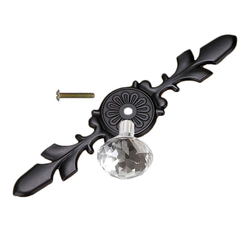 12 Pack Black Diamond Clear Crystal Glass Decorative Knobs with Plate,Drawer Dresser Knobs Pulls Handles with 3 Kinds of Screws for Kitchen Bathroom Office (12 Pack, Small, Black) 12 Pack Small - 4.7inch
