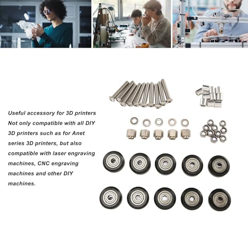 10Pcs 3D Printer POM Pulley Wheels with Bearings, Durable, High Printing Accuracy, Compatible with AnetEngraving Machines, 3D Printer Accessories for Ender 3, Ender 3 V2,