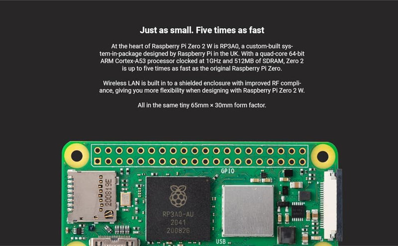 Raspberry Pi Zero 2 W (Wireless / Bluetooth) 2021 (RPi Zero 2W)