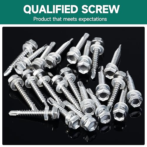 385Pcs #8#10#12 Self-Tapping Screws for Metal 410 Stainless Steel Hex Head Self-Drilling Screws Assortment Kit, Quick Tapping Sheet Metal Screw